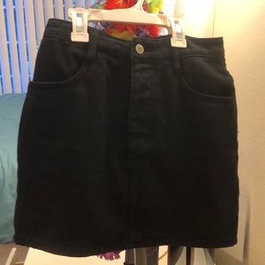 two denim skirts